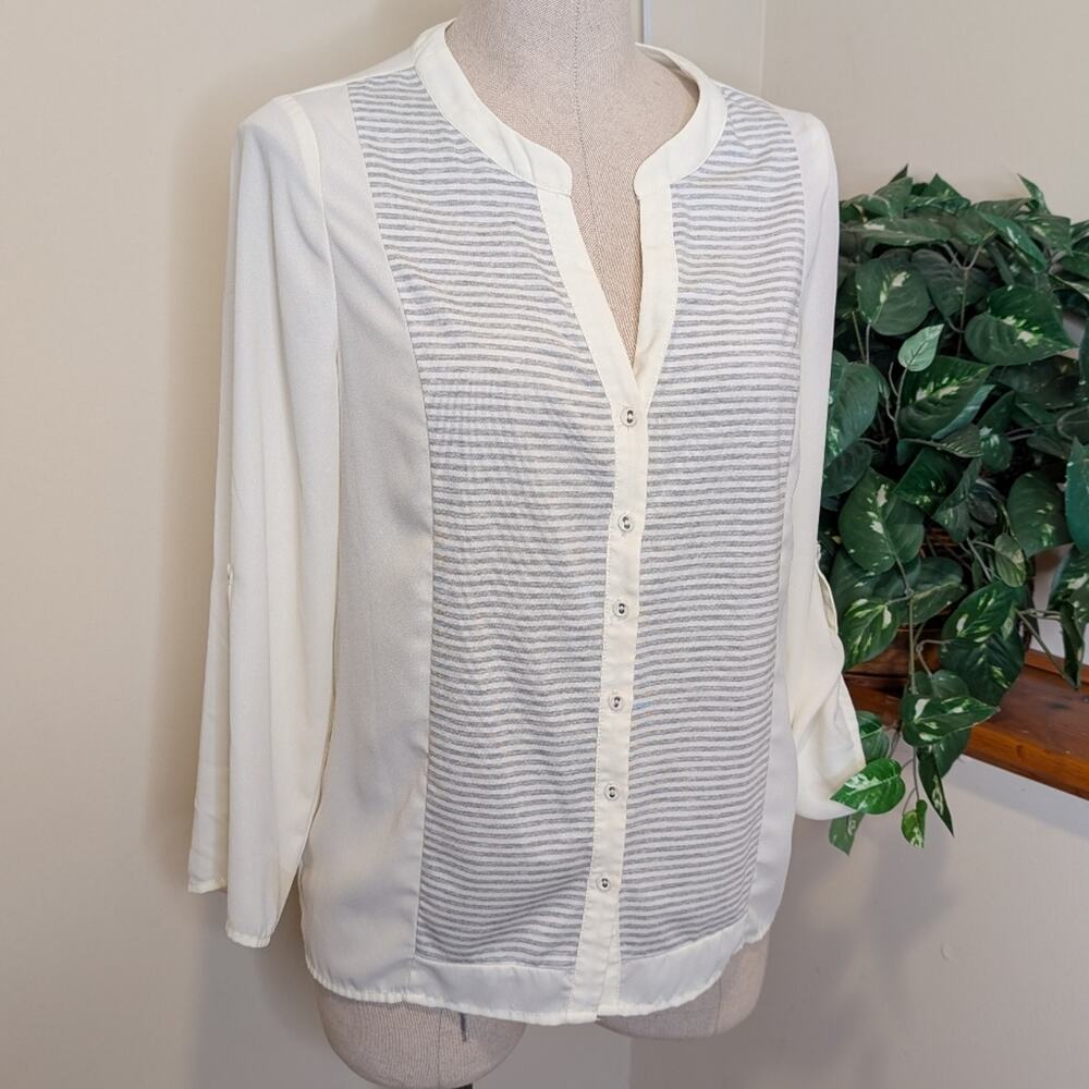 Skies are Blue Striped Sheer Blouse Small